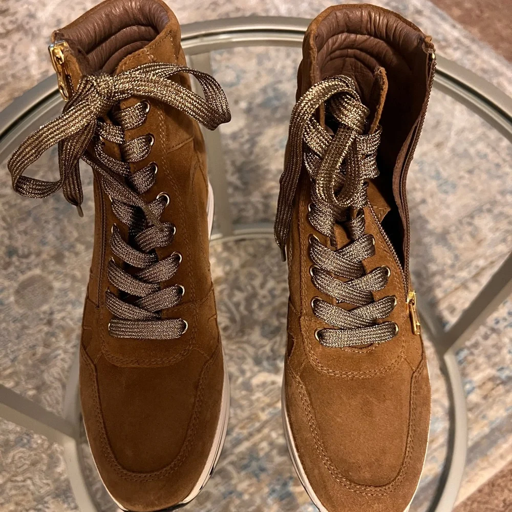 NeroGiardini Italy Suede Platform Wedge High Top Sneakers Size 37